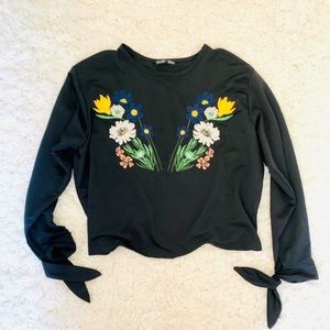 Zara WB Collection Embroidered Flower Crop